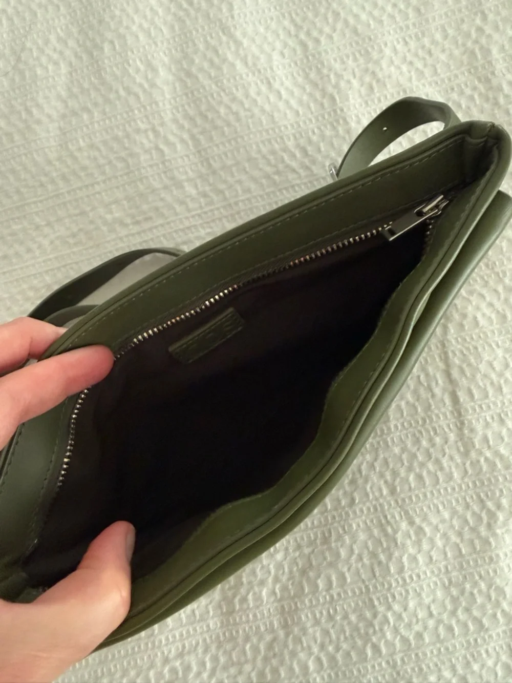 COS Olive Green Leather Crossbody Shoulder Bag